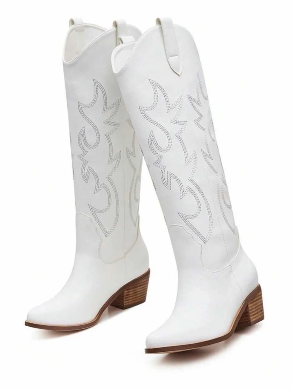 White Over-the-Knee Western Boots for Women